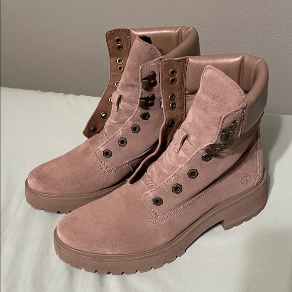 Timberland Shoes - Timberland Shoes Women’s Carnaby Beige 8 Suede Hiking Boots Ankle Lace Up Combat